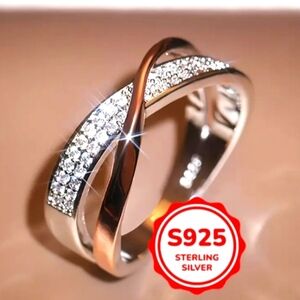 Sterling Silver and Rose Gold Infinity Ring Sz 7